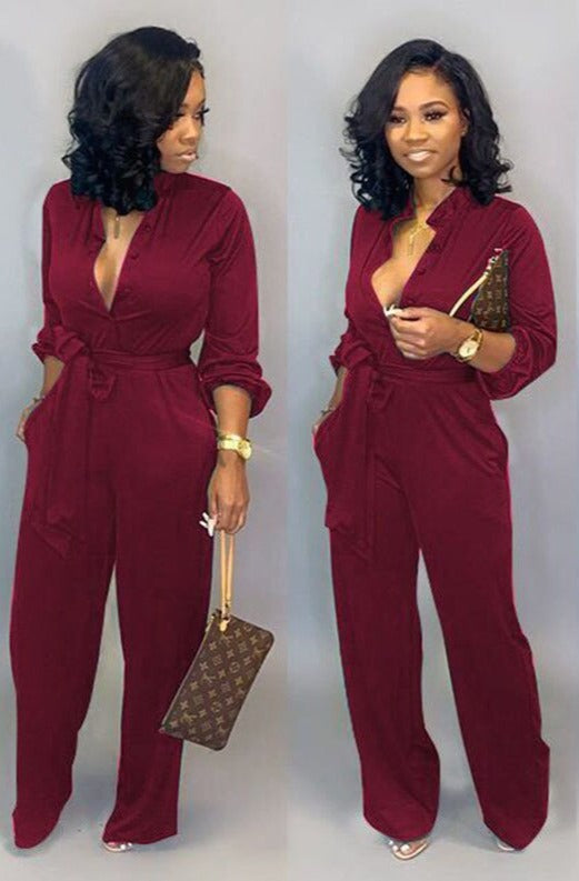 Lange Mouwen Jumpsuit Stijlvol Elegante Look