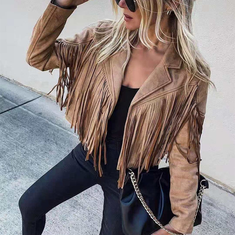 Damesjas Suède Met Kwastjes Trendy Isabella