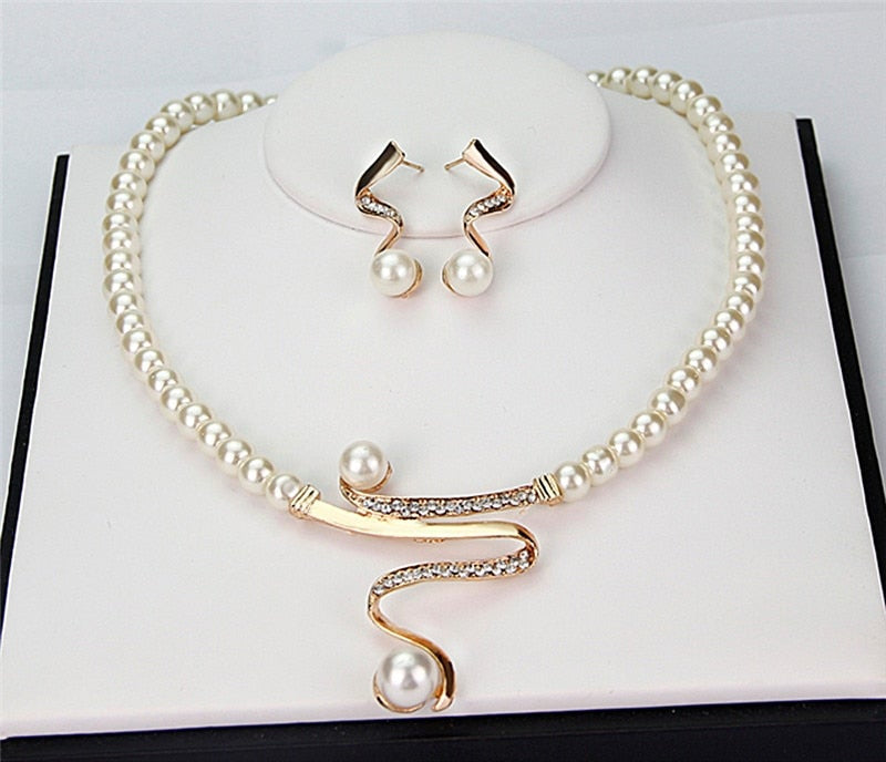 Natuurlijke Parel Halsketting en Oorbellen Set Zilver