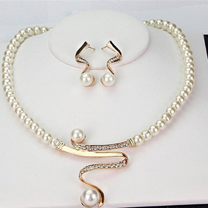 Natuurlijke Parel Halsketting en Oorbellen Set Zilver - Mode Vibes