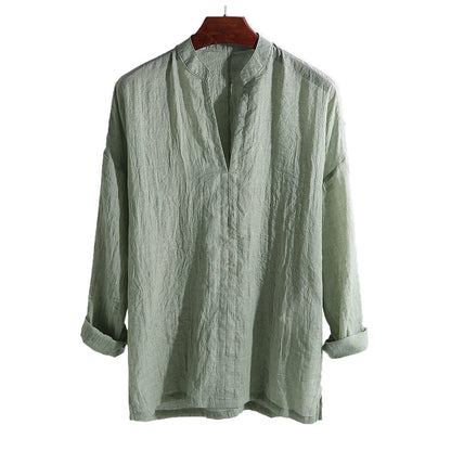 Linnen Shirt Heren Zomer Stijlvol Blauw