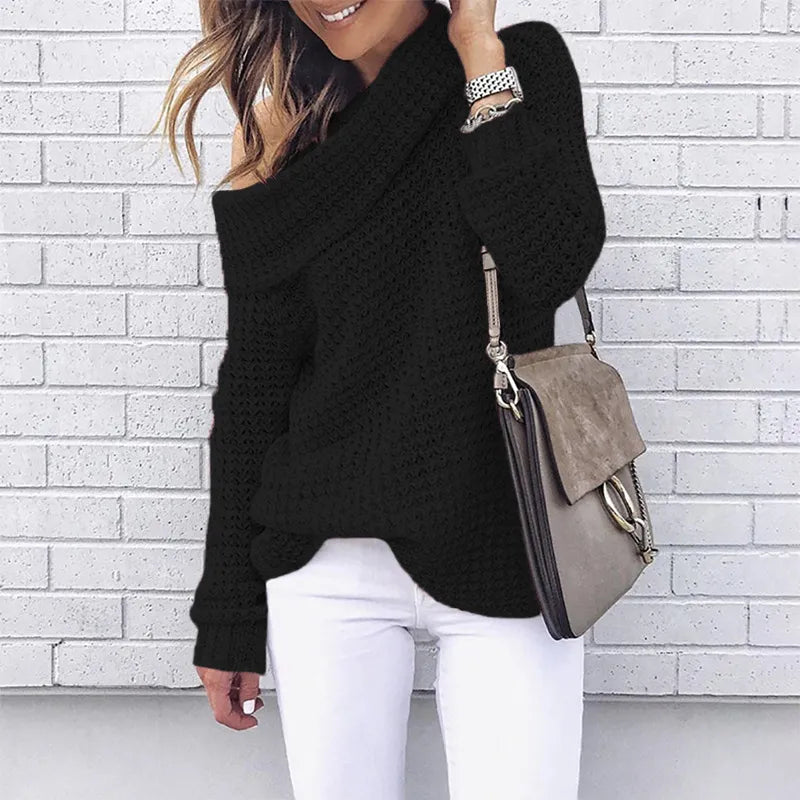 Off-shoulder Trui Herfstkleuren Zacht Warm - Mode Vibes
