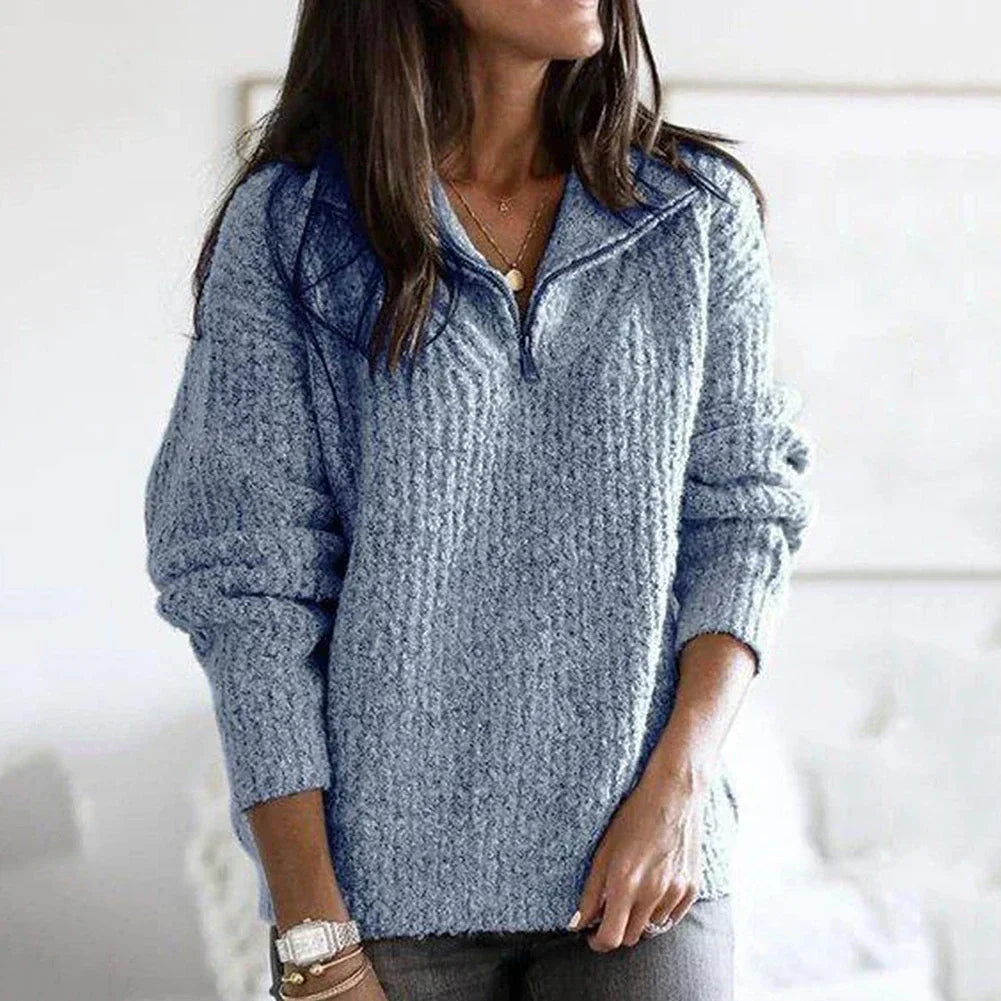 Dames Halfzip Trui Met Textuur Structuur