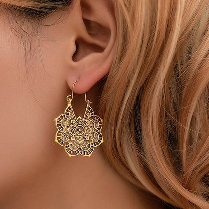 Mandala Oorbellen Lotus Zilveren Versiering