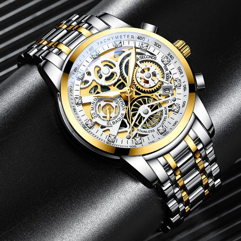 Herenskeletonhorloge Eclipse Zwart Leerband