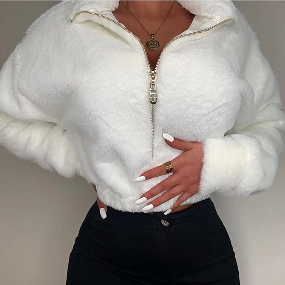 Pluche Trui Crop Zacht en Warme Design