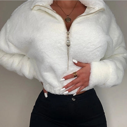 Pluche Trui Crop Zacht en Warme Design