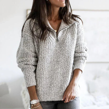 Dames Halfzip Trui Met Textuur Structuur