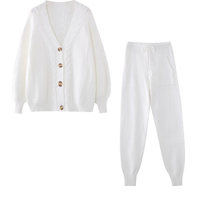 Warme Gebreide Set: Vest en Broek voor Vrouw