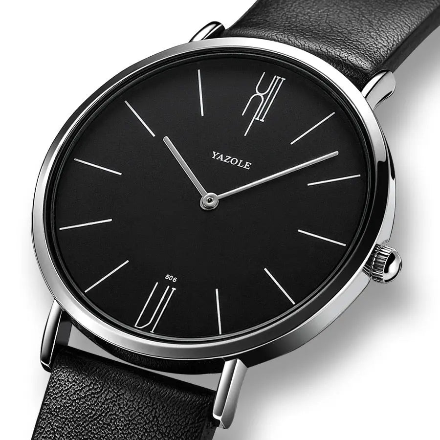 Heren Horloge Stijlvol Leerband Zwart