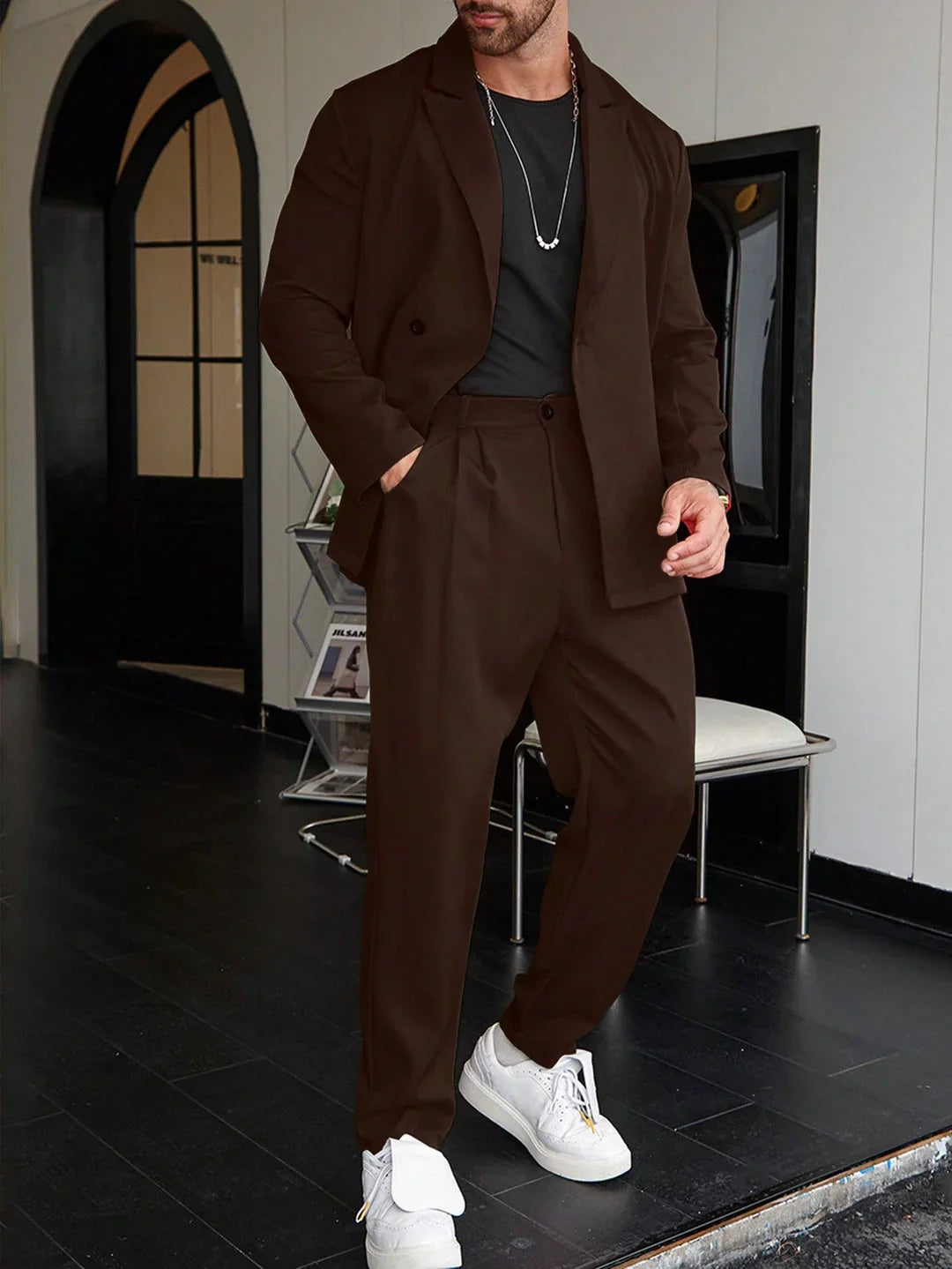 Heren Pak Blazer met Broek | Dubbelrij Sluiting & Slim Fit Look