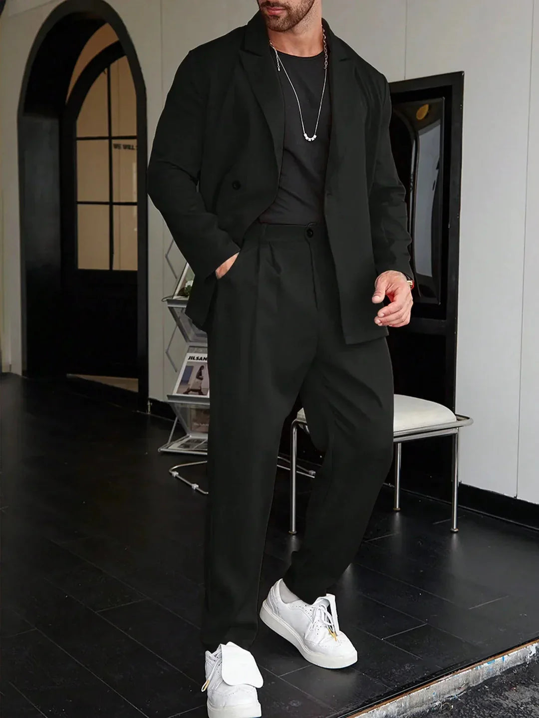 Heren Blazer Pak Slim Fit Dubbelrijgesp - Mode Vibes