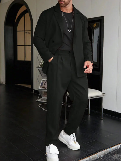 Heren Blazer Pak Slim Fit Dubbelrijgesp - Mode Vibes