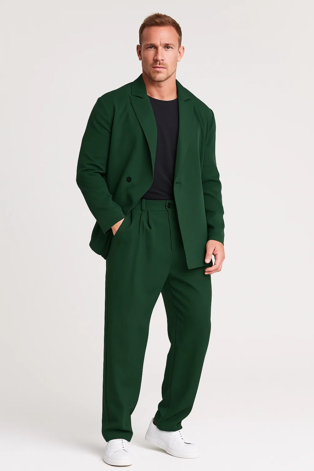Heren Pak Tweedelig - Relaxt Fit Colbert en Broek - Mode Vibes