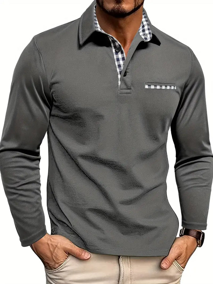 Heren Polo Overhemd Lange Mouw Klassiek Design - Mode Vibes