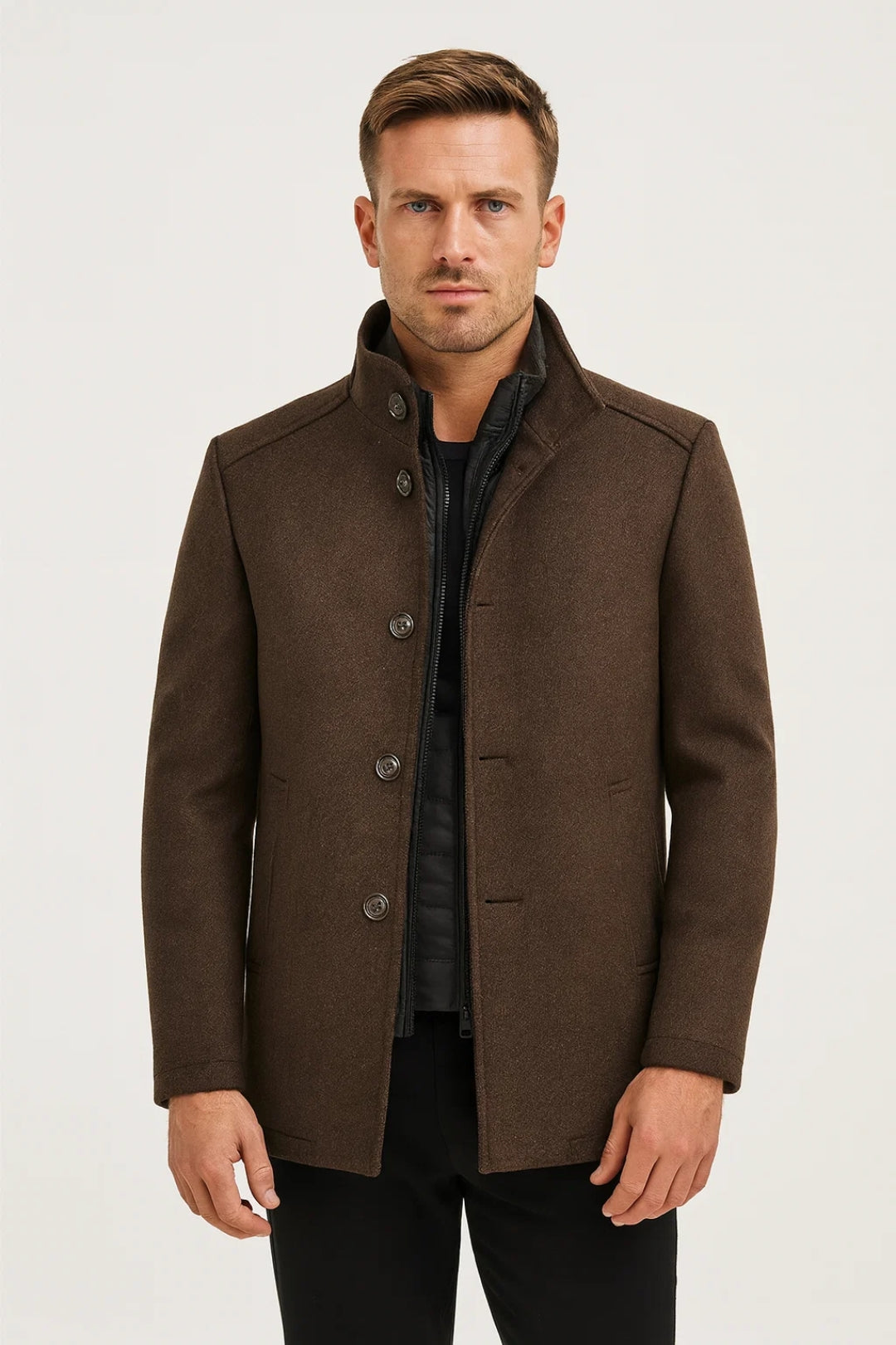 Heren Winterjas Met Knoopsluiting Premium Kwaliteit - Mode Vibes