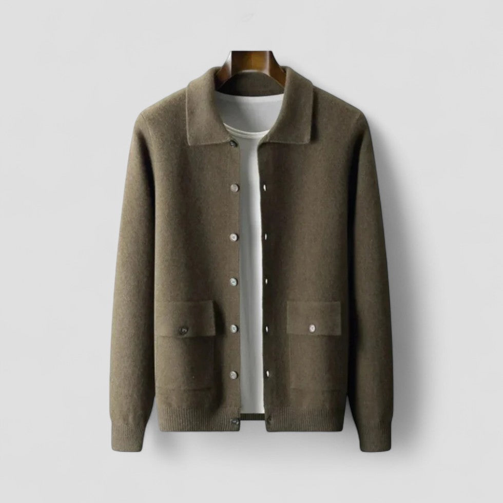 Heren gebreide wintercardigan met lange mouwen 0