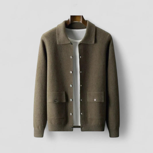 Heren gebreide wintercardigan met lange mouwen 0