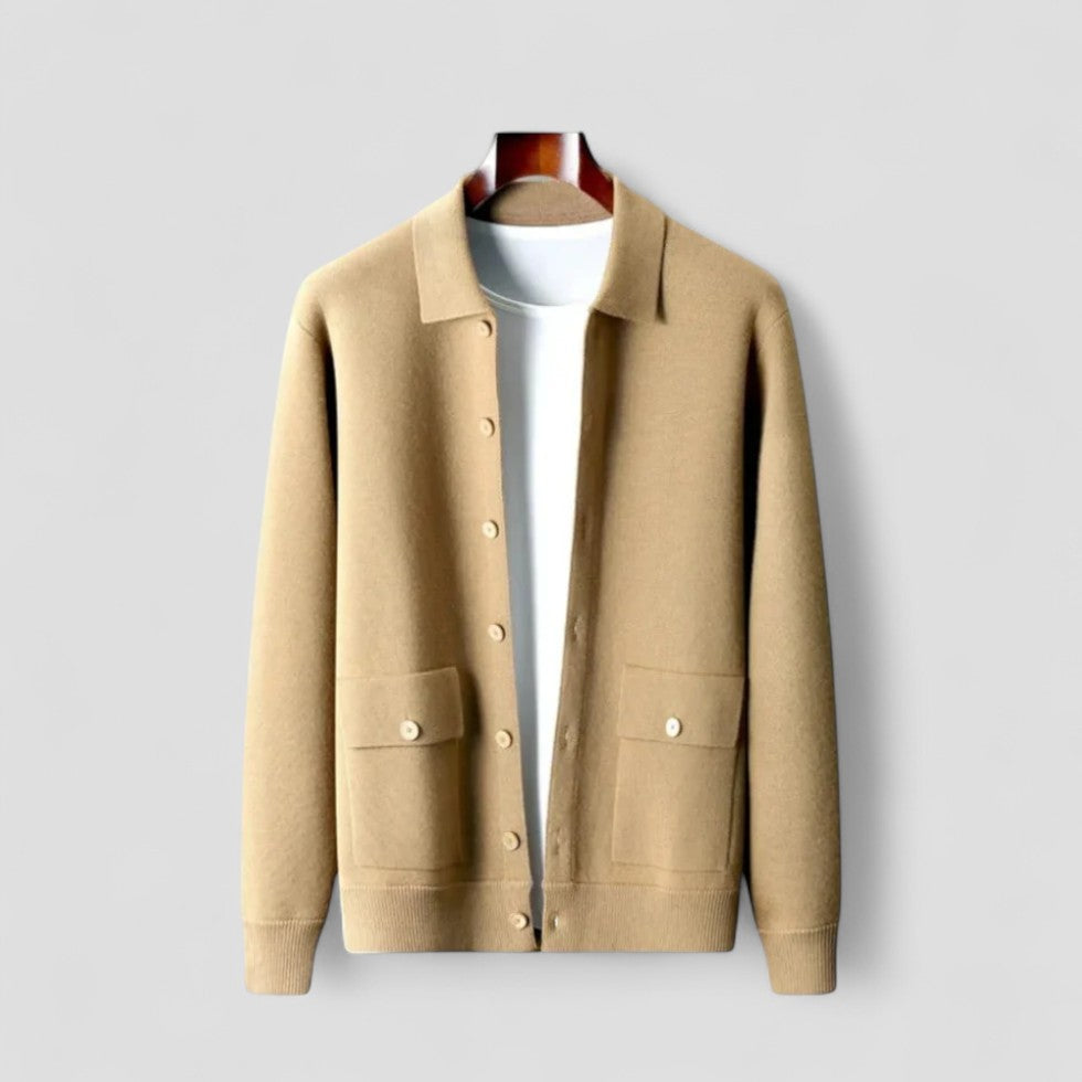 Heren gebreide wintercardigan met lange mouwen 1