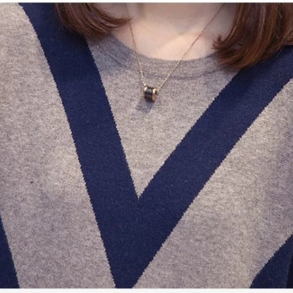Geometrische Contrast Lange Mouw Trui voor Vrouwen