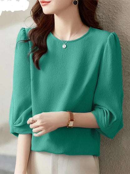 Herfst Lente Dames Blouses - Stijlvolle Tops met 3/4 Mouwen      3.5