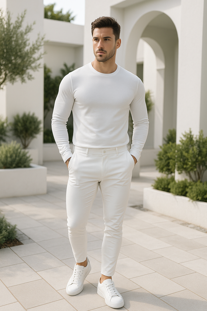 Witte Skinny Jeans Broek Slim Fit voor Mannen