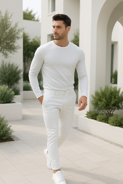 Witte Skinny Jeans Broek Slim Fit voor Mannen