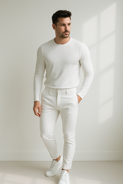Witte Skinny Jeans Broek Slim Fit voor Mannen - Mode Vibes