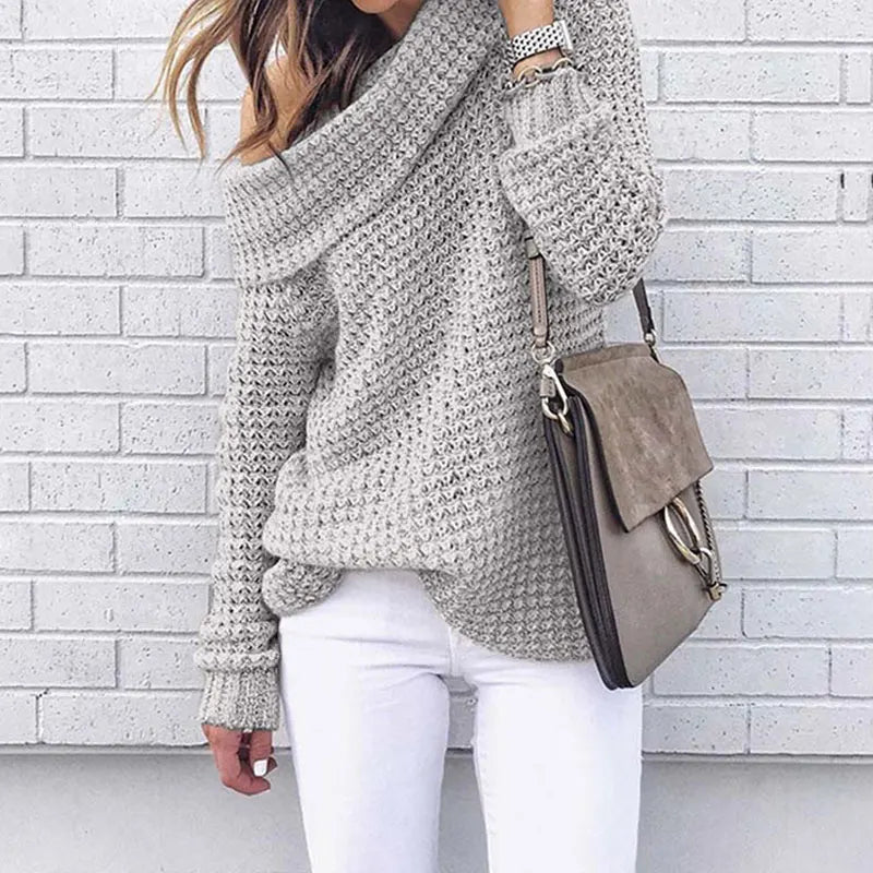 Off-shoulder Trui Herfstkleuren Zacht Warm