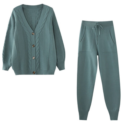 Warme Gebreide Set: Vest en Broek voor Vrouw
