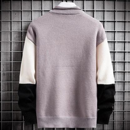 Patchwork Pullover - Warme Modieuze Heren Sweatshirt - Mode Vibes