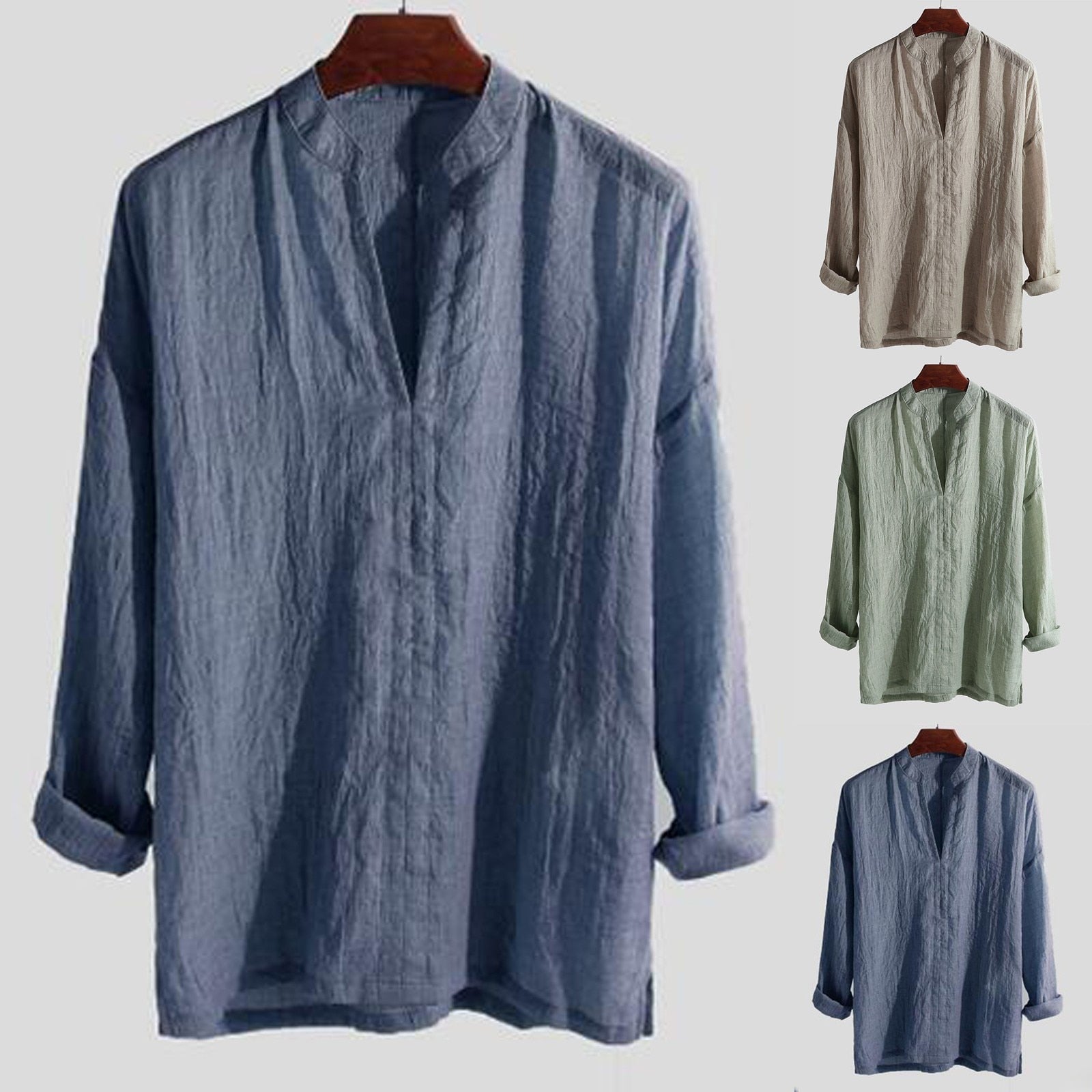 Linnen Shirt Heren Zomer Stijlvol Blauw - Mode Vibes
