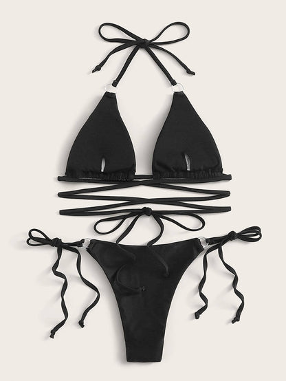 Dames Bikini Criss Cross Stijlvol Zwart Strandkleding