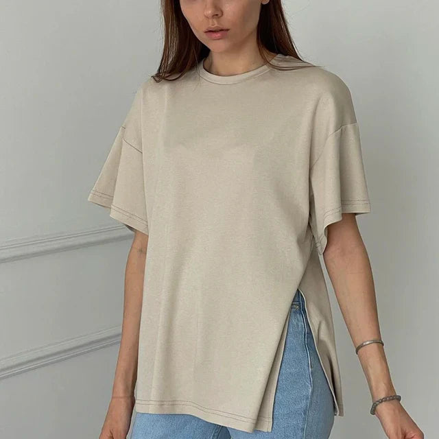 Zomer Oversized Katoenen T-shirt voor Vrouwen