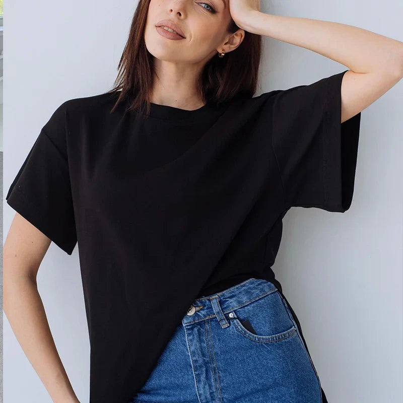 Zomer Oversized Katoenen T-shirt voor Vrouwen