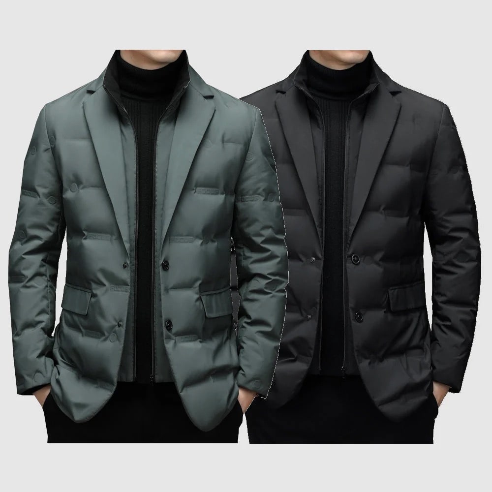 De Hivanova jas, een stijlvolle en winddichte jas verkrijgbaar in elegante grijze en zwarte uitvoeringen. Het moderne ontwerp combineert warmte en comfort, ideaal voor een nette en praktische winterlook.