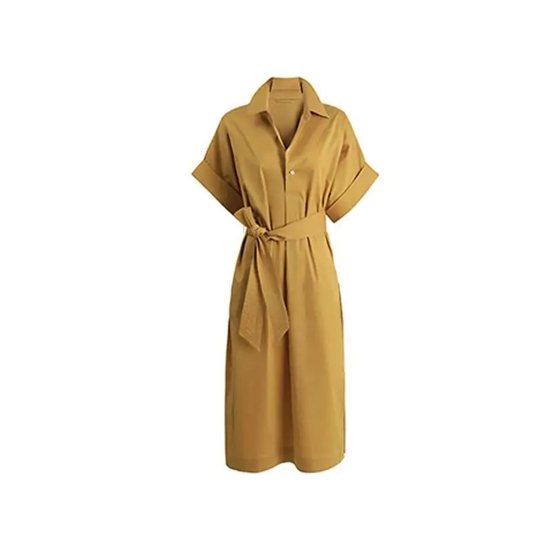 Franse Elegantie Korte Mouwen Jurk met Gedeelte Kanten Taille