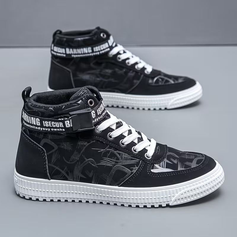 Sneakers Hoge Zool Grafisch Patroon Vetersluiting - Mode Vibes