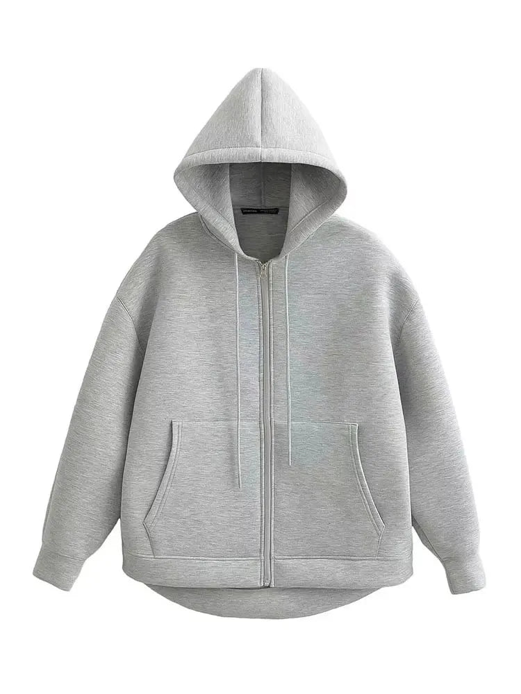 Dames Winterjas Grijze Lange Jas met Capuchon Comfortabel