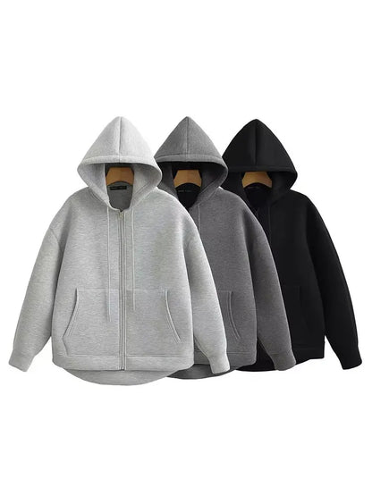 Dames Winterjas Grijze Lange Jas met Capuchon Comfortabel