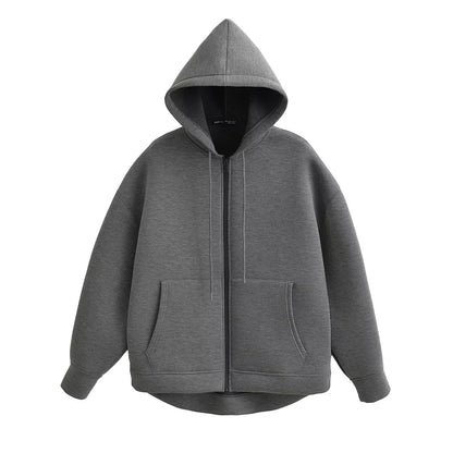 Dames Winterjas Grijze Lange Jas met Capuchon Comfortabel