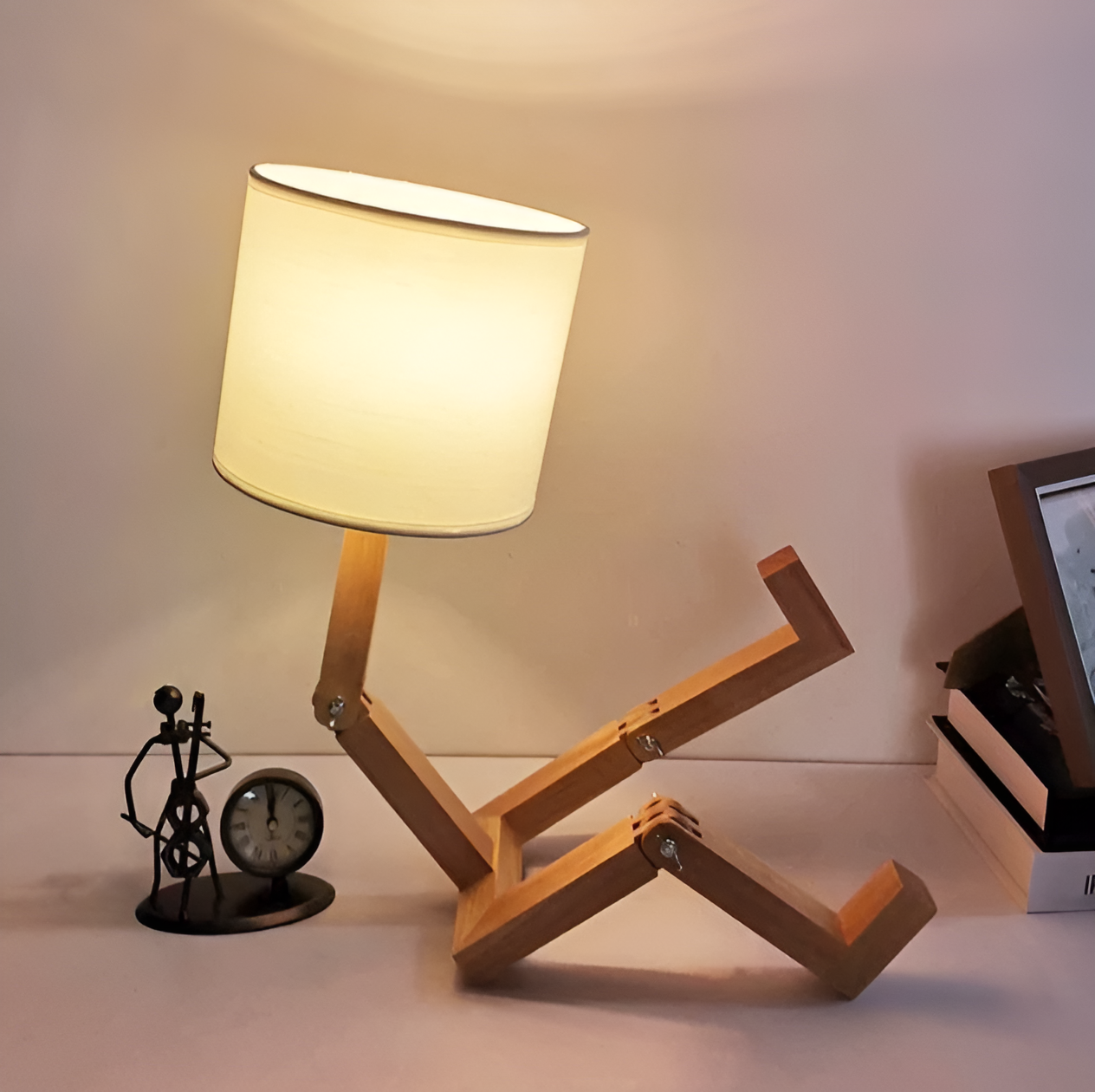 Houten Bureaulamp Flexibel met LED Verlichting
