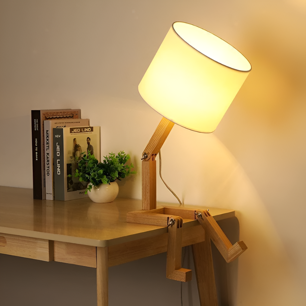 Houten Bureaulamp Flexibel met LED Verlichting