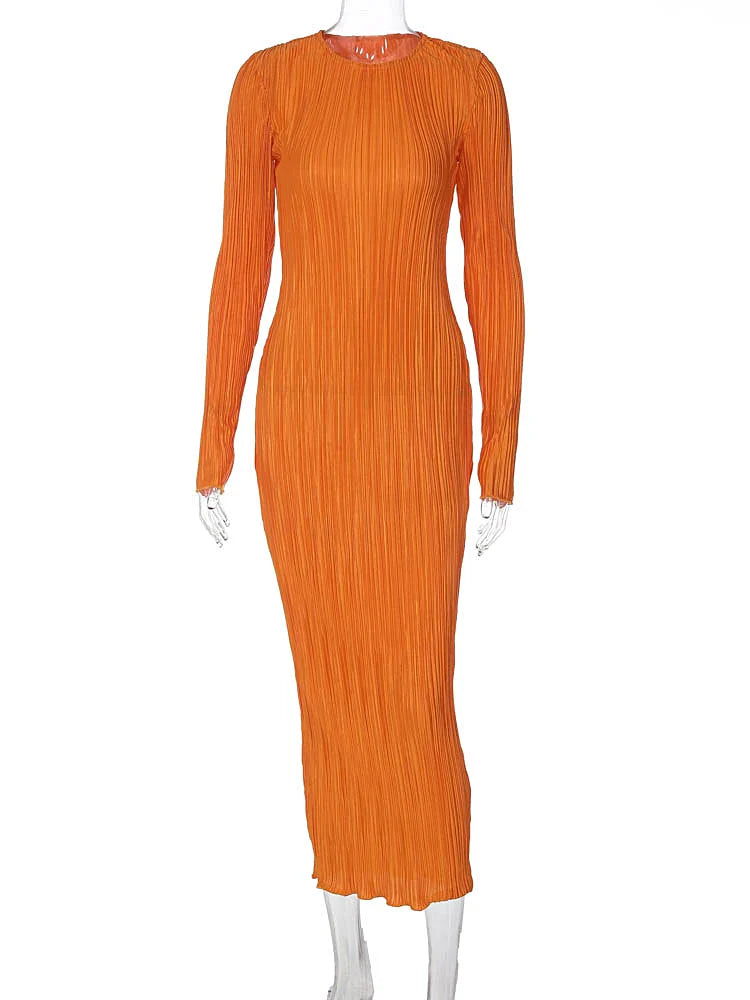 Hugcitar Elegante Geribbelde Maxi Prom Jurk