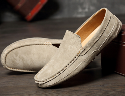 Heren Loafers Comfortabele Beige Leer Schoenen
