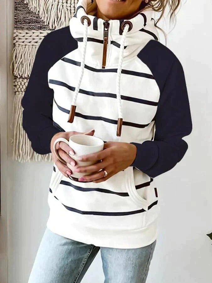 Dames Sweatshirt Urban Stripes Warm voor Winter - Mode Vibes