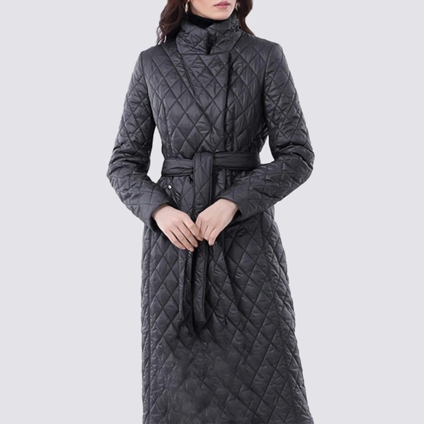 Lange Gewatteerde Jas Dames Elegante Warm - Mode Vibes