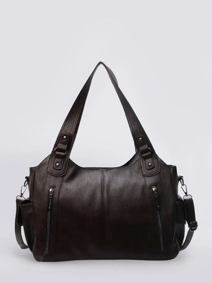 Julissa – Klassieke Leren Schoudertas met Ritsdetails voor Dames
