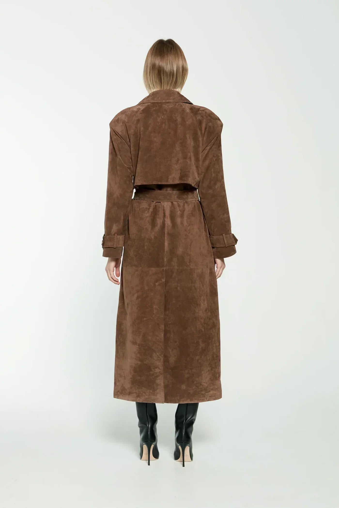 Dames Trenchcoat Suède met Ceintuur Elegant Herfst
