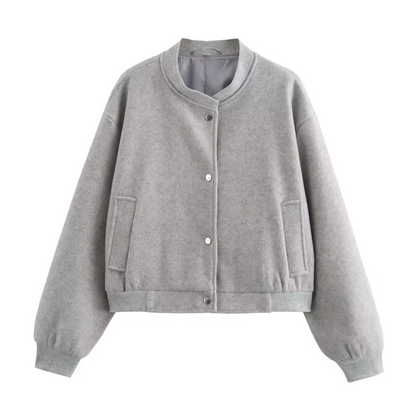 Dames Jacket Korte Lange Mouwen Ronde Hals